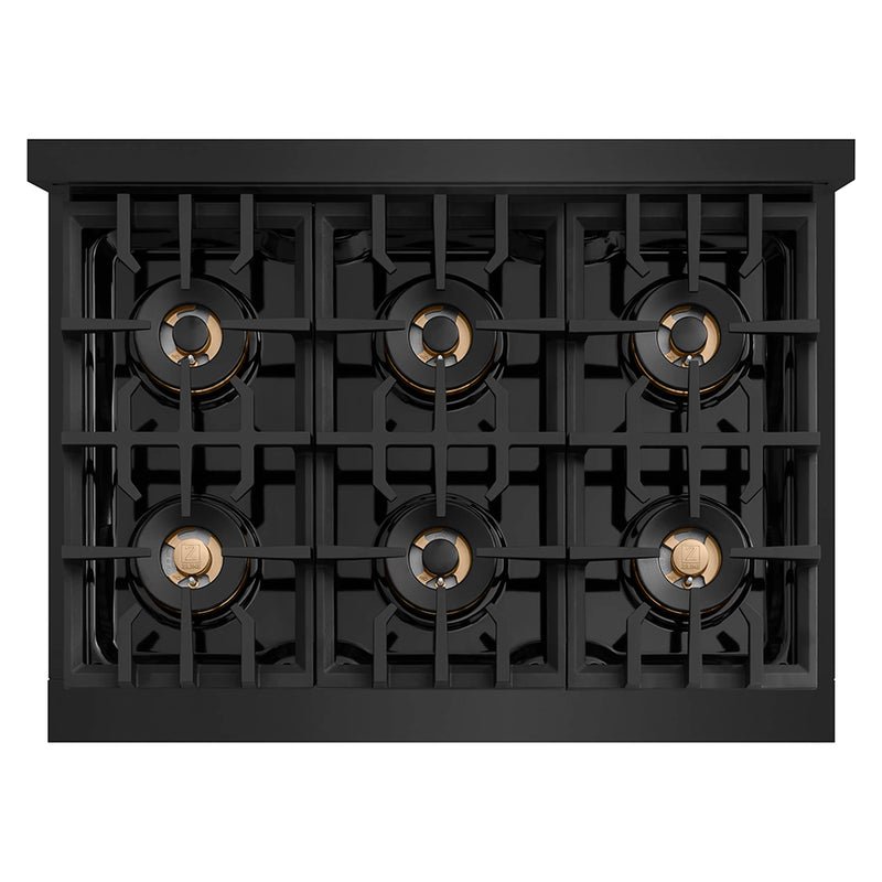 ZLINE 36-Inch Classic Gas Rangetop with 6 Burner DuoPro™ Cooktop in Black Stainless Steel (PCRTB-36)