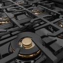 ZLINE Autograph Edition 36-Inch Classic Gas Rangetop with 6 Burner DuoPro™ Cooktop in Black Stainless Steel and Champagne Bronze Accents (PCRTBZ-36-CB)