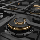 ZLINE Autograph Edition 36-Inch Classic Gas Rangetop with 6 Burner DuoPro™ Cooktop in Black Stainless Steel and Champagne Bronze Accents (PCRTBZ-36-CB)