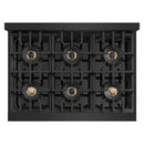 ZLINE Autograph Edition 36-Inch Classic Gas Rangetop with 6 Burner DuoPro™ Cooktop in Black Stainless Steel and Champagne Bronze Accents (PCRTBZ-36-CB)