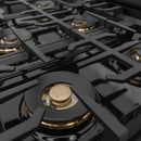ZLINE Autograph Edition 48-Inch Classic Gas Rangetop with 8 Burner DuoPro™ Cooktop in Black Stainless Steel and Champagne Bronze Accents (PCRTBZ-48-CB)