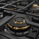 ZLINE Autograph Edition 48-Inch Classic Gas Rangetop with 8 Burner DuoPro™ Cooktop in Black Stainless Steel and Champagne Bronze Accents (PCRTBZ-48-CB)