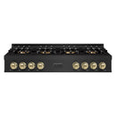 ZLINE Autograph Edition 48-Inch Classic Gas Rangetop with 8 Burner DuoPro™ Cooktop in Black Stainless Steel and Champagne Bronze Accents (PCRTBZ-48-CB)