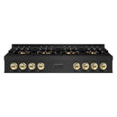 ZLINE Autograph Edition 48-Inch Classic Gas Rangetop with 8 Burner DuoPro™ Cooktop in Black Stainless Steel and Polished Gold Accents (PCRTBZ-48-G)