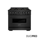 ZLINE 36-Inch 5.2 Cu. Ft. Classic Dual Fuel Range with 6 Burner DuoPro™ Cooktop and Convection Oven in Black Stainless Steel (PCDRB-36)