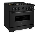 ZLINE 36-Inch 5.2 Cu. Ft. Classic Dual Fuel Range with 6 Burner DuoPro™ Cooktop and Convection Oven in Black Stainless Steel (PCDRB-36)