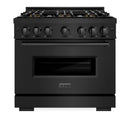 ZLINE 36-Inch 5.2 Cu. Ft. Classic Dual Fuel Range with 6 Burner DuoPro™ Cooktop and Convection Oven in Black Stainless Steel (PCDRB-36)