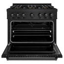 ZLINE 36-Inch 5.2 Cu. Ft. Classic Dual Fuel Range with 6 Burner DuoPro™ Cooktop and Convection Oven in Black Stainless Steel (PCDRB-36)