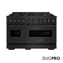 ZLINE 48-Inch 6.7 Cu. Ft. Classic Dual Fuel Range with 8 Burner DuoPro™ Cooktop and Dual Ovens in Black Stainless Steel (PCDRB-48)