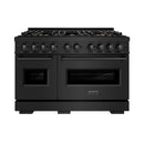 ZLINE 48-Inch 6.7 Cu. Ft. Classic Dual Fuel Range with 8 Burner DuoPro™ Cooktop and Dual Ovens in Black Stainless Steel (PCDRB-48)