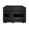 ZLINE 48-Inch 6.7 Cu. Ft. Classic Dual Fuel Range with 8 Burner DuoPro™ Cooktop and Dual Ovens in Black Stainless Steel (PCDRB-48)