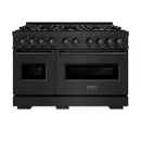 ZLINE 48-Inch 6.7 Cu. Ft. Classic Dual Fuel Range with 8 Burner DuoPro™ Cooktop and Dual Ovens in Black Stainless Steel (PCDRB-48)