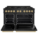 ZLINE Autograph 48-Inch 6.7 Cu. Ft. Classic Dual Fuel Range with 8 Burner DuoPro™ Cooktop and Dual Ovens in Black and Champagne (PCDRBZ-48-CB)