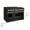 ZLINE Autograph 48-Inch 6.7 Cu. Ft. Classic Dual Fuel Range with 8 Burner DuoPro™ Cooktop and Dual Ovens in Black and Champagne (PCDRBZ-48-CB)