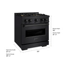 ZLINE 30-Inch 4.2 Cu. Ft. Classic Gas Range with 4 Burner DuoPro™ Cooktop and Convection Gas Oven in Black Stainless Steel (PCGRB-30)