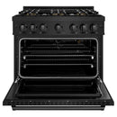 ZLINE 36-Inch 5.2 Cu. Ft. Classic Gas Range with 6 Burner DuoPro™ Cooktop and Convection Gas Oven in Black Stainless Steel (PCGRB-36)