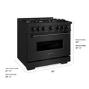 ZLINE 36-Inch 5.2 Cu. Ft. Classic Gas Range with 6 Burner DuoPro™ Cooktop and Convection Gas Oven in Black Stainless Steel (PCGRB-36)