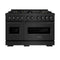 ZLINE 48-Inch 6.7 Cu. Ft. Classic Gas Range with 8 Burner DuoPro™ Cooktop and Dual Ovens in Black Stainless Steel (PCGRB-48)