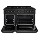 ZLINE 48-Inch 6.7 Cu. Ft. Classic Gas Range with 8 Burner DuoPro™ Cooktop and Dual Ovens in Black Stainless Steel (PCGRB-48)