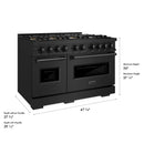 ZLINE 48-Inch 6.7 Cu. Ft. Classic Gas Range with 8 Burner DuoPro™ Cooktop and Dual Ovens in Black Stainless Steel (PCGRB-48)