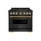 ZLINE Autograph 36-Inch Classic Gas Range with 6 DuoPro™ Burners and Gas Oven in Black Stainless Steel and Bronze Accents (PCGRBZ-36-CB)