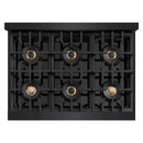 ZLINE Autograph 36-Inch Classic Gas Range with 6 DuoPro™ Burners and Gas Oven in Black Stainless Steel and Bronze Accents (PCGRBZ-36-CB)