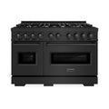 ZLINE 48-Inch Classic Series Gas Range with 8 Gas Burner Cooktop and 6.7 Cu. Ft. Double Oven in Black Stainless Steel (CGRB-48)