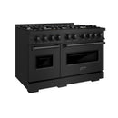 ZLINE 3-Piece Appliance Package - 48-Inch Gas Range, Refrigerator, and Dishwasher in Black Stainless Steel