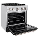 ZLINE 30-Inch Classic Series Dual Fuel Range with 4 Gas Burner Cooktop and 4.2 Cu. Ft. Electric Convection Oven in Satin Stainless Steel with Black Matte Door (CDRS-BLM-30)