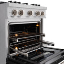 ZLINE 30-Inch Classic Series Dual Fuel Range with 4 Gas Burner Cooktop and 4.2 Cu. Ft. Electric Convection Oven in Satin Stainless Steel with Black Matte Door (CDRS-BLM-30)