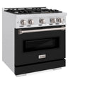 ZLINE 30-Inch Classic Series Dual Fuel Range with 4 Gas Burner Cooktop and 4.2 Cu. Ft. Electric Convection Oven in Satin Stainless Steel with Black Matte Door (CDRS-BLM-30)