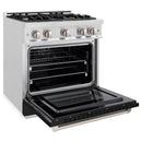 ZLINE 30-Inch Select Series Dual Fuel Range with 4 Gas Burner Cooktop and 4.2 Cu. Ft. Electric Convection Oven in Satin Stainless Steel with Black Matte Door (HDRS-BLM-30)