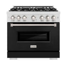 ZLINE Autograph Edition 36-Inch Classic Series Dual Fuel Range with 6 Gas Burner Cooktop and 5.2 Cu. Ft. Electric Convection Oven in Satin Stainless Steel with Black Matte Door (CDRS-BLM-36)