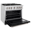 ZLINE Autograph Edition 36-Inch Classic Series Dual Fuel Range with 6 Gas Burner Cooktop and 5.2 Cu. Ft. Electric Convection Oven in Satin Stainless Steel with Black Matte Door (CDRS-BLM-36)