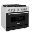 ZLINE Autograph Edition 36-Inch Classic Series Dual Fuel Range with 6 Gas Burner Cooktop and 5.2 Cu. Ft. Electric Convection Oven in Satin Stainless Steel with Black Matte Door (CDRS-BLM-36)
