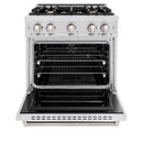 ZLINE 30-Inch Classic Series Dual Fuel Range with 4 Gas Burner Cooktop and 4.2 Cu. Ft. Electric Convection Oven in Satin Stainless Steel with Brass Burners (CDRS-BR-30)