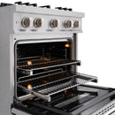 ZLINE 30-Inch Classic Series Dual Fuel Range with 4 Gas Burner Cooktop and 4.2 Cu. Ft. Electric Convection Oven in Satin Stainless Steel with Brass Burners (CDRS-BR-30)
