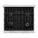 ZLINE 30-Inch Classic Series Dual Fuel Range with 4 Gas Burner Cooktop and 4.2 Cu. Ft. Electric Convection Oven in Satin Stainless Steel with Brass Burners (CDRS-BR-30)