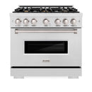 ZLINE 36-Inch Classic Series Dual Fuel Range with 6 Gas Burner Cooktop and 5.2 Cu. Ft. Electric Convection Oven in Satin Stainless Steel with Brass Burners (CDRS-BR-36)