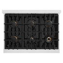 ZLINE 36-Inch Classic Series Dual Fuel Range with 6 Gas Burner Cooktop and 5.2 Cu. Ft. Electric Convection Oven in Satin Stainless Steel with Brass Burners (CDRS-BR-36)