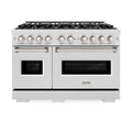 ZLINE 48-Inch Classic Series Dual Fuel Range with 8 Gas Burner Cooktop and 6.7 Cu. Ft. Electric Convection Oven in Satin Stainless Steel with Brass Burners (CDRS-BR-48)