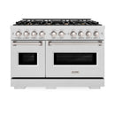 ZLINE 48-Inch Classic Series Dual Fuel Range with 8 Gas Burner Cooktop and 6.7 Cu. Ft. Electric Convection Oven in Satin Stainless Steel with Brass Burners (CDRS-BR-48)