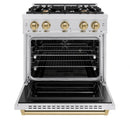 ZLINE Autograph Edition 30-Inch Classic Series Dual Fuel Range with 4 Gas Burner Cooktop and 4.2 Cu. Ft. Electric Convection Oven in Satin Stainless Steel with Champagne Bronze Accents (CDRSZ-30-CB)
