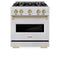 ZLINE Autograph Edition 30-Inch Classic Series Dual Fuel Range with 4 Gas Burner Cooktop and 4.2 Cu. Ft. Electric Convection Oven in DuraSnow Stainless Steel with Champagne Bronze Accents (CDRSZ-30-CB)