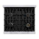 ZLINE Autograph Edition 30-Inch Classic Series Dual Fuel Range with 4 Gas Burner Cooktop and 4.2 Cu. Ft. Electric Convection Oven in Satin Stainless Steel with White Matte Door and Champagne Bronze Accents (CDRSZ-WM-30-CB)