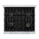 ZLINE Autograph Edition 30-Inch Classic Series Dual Fuel Range with 4 Gas Burner Cooktop and 4.2 Cu. Ft. Electric Convection Oven in Satin Stainless Steel with White Matte Door and Polished Gold Accents (CDRSZ-WM-30-G)