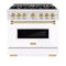 ZLINE Autograph Edition 36-Inch Classic Series Dual Fuel Range in DuraSnow Stainless Steel with White Matte and Gold (CDRSZ-WM-36-G)