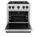 ZLINE Autograph Edition 30-Inch Classic Series Dual Fuel Range with 4 Gas Burner Cooktop and 4.2 Cu. Ft. Electric Convection Oven in Satin Stainless Steel with Matte Black Accents (CDRSZ-30-MB)
