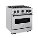 ZLINE Autograph Edition 30-Inch Classic Series Dual Fuel Range with 4 Gas Burner Cooktop and 4.2 Cu. Ft. Electric Convection Oven in Satin Stainless Steel with Matte Black Accents (CDRSZ-30-MB)