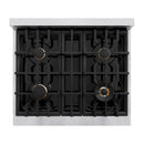 ZLINE Autograph Edition 30-Inch Classic Series Dual Fuel Range with 4 Gas Burner Cooktop and 4.2 Cu. Ft. Electric Convection Oven in Satin Stainless Steel with Matte Black Accents (CDRSZ-30-MB)